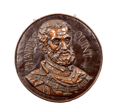 Lot 745 - A LATE 19TH CENTURY BRONZED CAST IRON HANGING PLAQUE OF LARGE SIZE