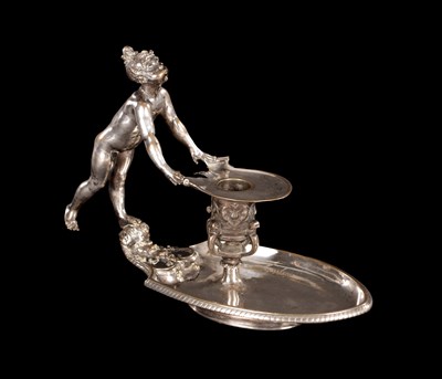 Lot 919 - JOSEPH CHERET. A LATE 19TH CENTURY SILVERED BRONZE CHAMBER STICK
