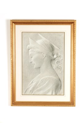 Lot 980 - AN EARLY 20TH CENTURY PENCIL DRAWING PORTRAIT OF A CLASSICAL LADY