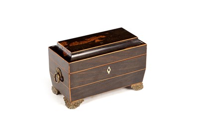 Lot 1084 - A REGENCY COROMANDEL TEA CADDY