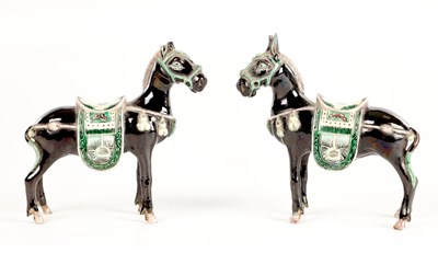 Lot 145 - A PAIR OF 19TH CENTURY CHINESE CERAMIC DONKEYS