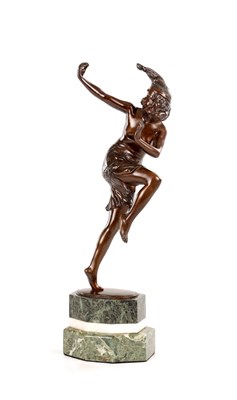 Lot 809 - PROFESSOR OTTO POERTZEL A FINE ART DECO BROWN PATINATED BRONZE FIGURAL SCULPTURE