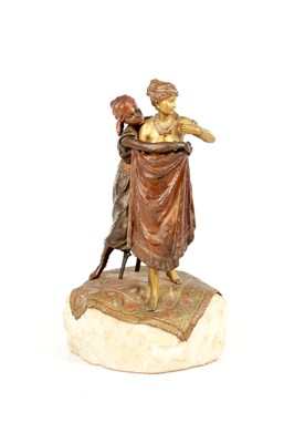 Lot 780 - FRANZ BERGMANN A FINE LATE 19TH CENTURY COLD PAINTED BRONZE FIGURAL SCULPTURE "AFTER THE BATH"