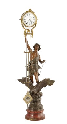 Lot 1557 - A LARGE LATE 19TH CENTURY FRENCH FIGURAL SWINGING MYSTERY CLOCK