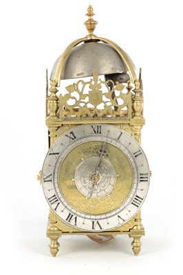Lot 1758 - WILLLIAM ALMOND IN LOTHBURY FECIT. A RARE SECOND PERIOD STRIKING LANTERN CLOCK WITH BALANCE WHEEL ESCAPEMENT