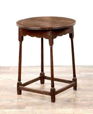 Lot 1247 - A 19TH CENTURY JOINED OAK CIRCULAR SIDE TABLE