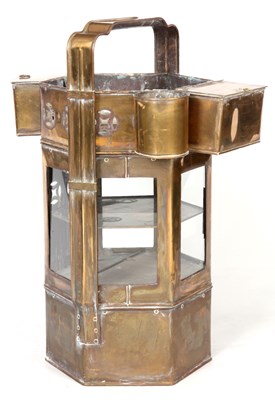Lot 131 - A LATE 19TH CENTURY CHINESE BRASS HEXAGONAL...