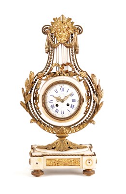 Lot 1564 - A 19TH CENTURY FRENCH WHITE MARBLE AND GILT BRASS MANTEL CLOCK
