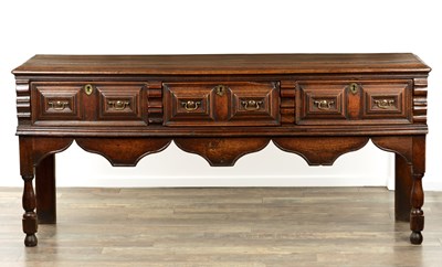 Lot 1222 - AN LATE 17TH CENTURY MOULDED FRONT OAK DRESSER BASE