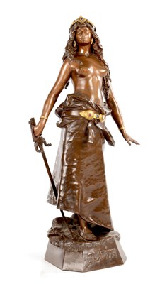 Lot 813 - LOUIS AUGUSTE MOREAU (1855-1919) A FINE LATE 19TH CENTURY SEMI NUDE STANDING FRENCH BRONZE SCULPTURE "JUDITH"