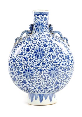 Lot 227 - AN OVERSIZED CHINESE BLUE AND WHITE MOON FLASK