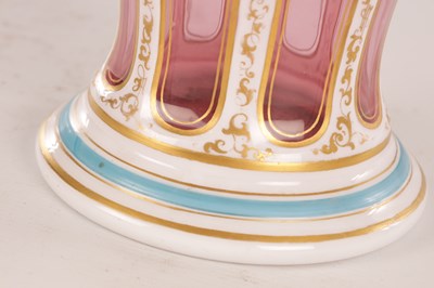 Lot 32 - A LARGE 19TH CENTURY BOHEMIAN CRANBERRY FLASHED AND WHITE OVERLAY OVOID VASE OF LARGE SIZE