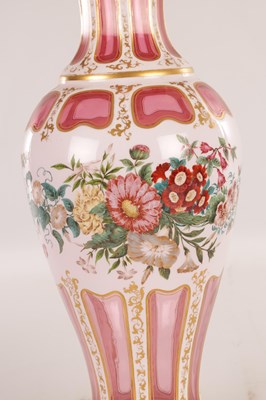 Lot 32 - A LARGE 19TH CENTURY BOHEMIAN CRANBERRY FLASHED AND WHITE OVERLAY OVOID VASE OF LARGE SIZE