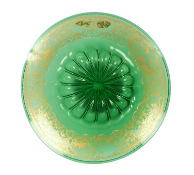 Lot 12 - A FINE 19TH CENTURY LARGE GREEN GLASS SHALLOW DISH - POSSIBLY VENETIAN