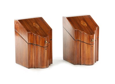 Lot 1127 - A PAIR OF 19TH CENTURY MAHOGANY INLAID KNIFE BOXES