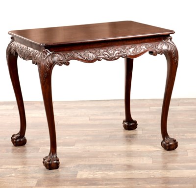 Lot 1205 - A 20TH CENTURY GEORGIAN STYLE CARVED MAHOGANY SILVER TABLE