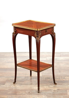 Lot 1209 - A LATE 19TH / EARLY 20TH CENTURY FRENCH ORMOLU MOUNTED KINGWOOD AND MAHOGANY LAMP TABLE STAMPED A. LAMBERT