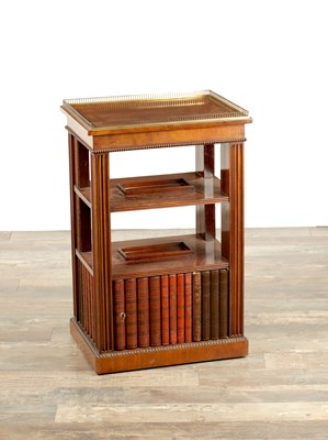 Lot 1294 - A FINE REGENCY FIGURED MAHOGANY LIBRARY OPEN BOOKCASE