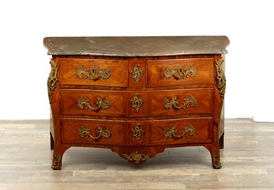 Lot 1385 - AN 18TH CENTURY FRENCH KINGWOOD AND OROMLU MOUNTED COMMODE