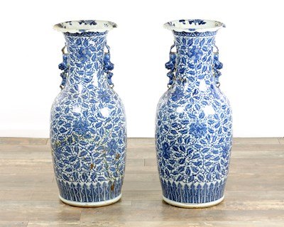 Lot 151 - A LARGE PAIR OF 19TH CENTURY CHINESE BLUE AND WHITE PORCELAIN VASES