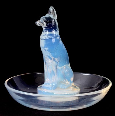 Lot 14 - R. LALIQUE, OPALESCENT CHIEN CENDRIER modelled...