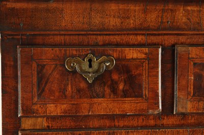 Lot 1238 - A GOOD EARLY 18TH CENTURY FIGURED WALNUT AND HERRING-BANDED CHEST ON CHEST WITH STARBURST BASE