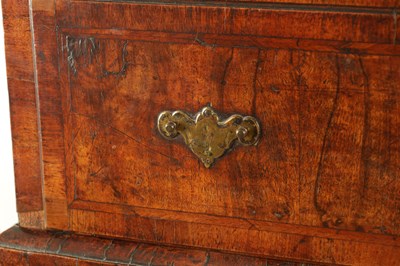 Lot 1238 - A GOOD EARLY 18TH CENTURY FIGURED WALNUT AND HERRING-BANDED CHEST ON CHEST WITH STARBURST BASE