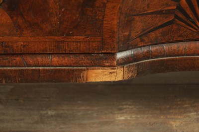 Lot 1238 - A GOOD EARLY 18TH CENTURY FIGURED WALNUT AND HERRING-BANDED CHEST ON CHEST WITH STARBURST BASE