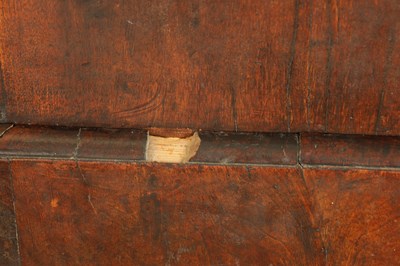 Lot 1238 - A GOOD EARLY 18TH CENTURY FIGURED WALNUT AND HERRING-BANDED CHEST ON CHEST WITH STARBURST BASE