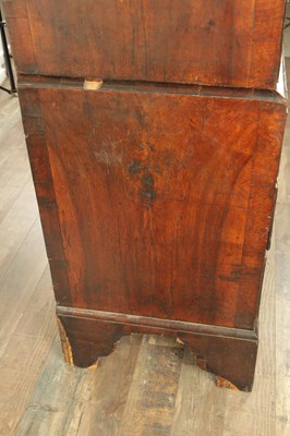 Lot 1238 - A GOOD EARLY 18TH CENTURY FIGURED WALNUT AND HERRING-BANDED CHEST ON CHEST WITH STARBURST BASE