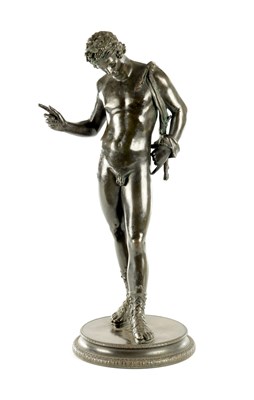 Lot 757 - A 19TH CENTURY BRONZE GRAND TOUR FIGURAL SCULPTURE OF NARCISSUS
