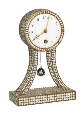 Lot 1686 - A SMALL LATE 19TH CENTURY FRENCH JEWELLED BOUDOIR CLOCK