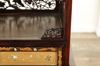 Lot 155 - A FINE 19TH CENTURY JAPANESE CARVED HARDWOOD SHIBIYAMA PANELLED DISPLAY CABINET