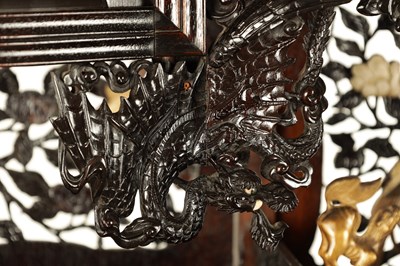 Lot 155 - A FINE 19TH CENTURY JAPANESE CARVED HARDWOOD SHIBIYAMA PANELLED DISPLAY CABINET