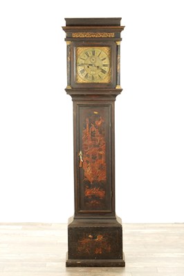 Lot 1580 - WILLIAM HAYLER, CHATHAM. A GEORGE II LACQUERED CHINOISERIE LONGCASE CLOCK
