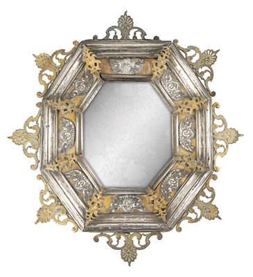 Lot 916 - A 19TH CENTURY SILVERED ITALIAN HANGING MIRROR