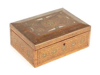 Lot 217 - A LATE 19TH CENTURY ANGLO INDIAN INLAID JEWELLERY BOX