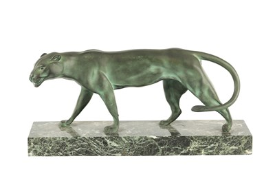 Lot 781 - ANTOINE BOFILL (1875-1925). A STYLISH ART DECO PATINATED BRONZE SCULPTURE OF A PANTHER