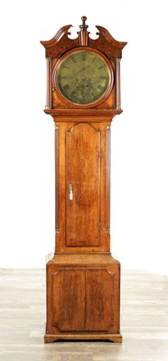Lot 1383 - ROWLISSON, SHEFFIELD. A GEORGE III OAK EIGHT DAY LONGCASE CLOCK
