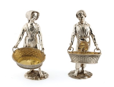 Lot 466 - A PAIR OF LATE 19TH CENTURY SILVER GILT FIGURAL SALTS