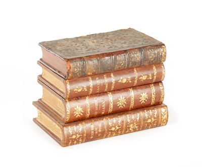 Lot 870 - AN EARLY 20TH CENTURY FRENCH NOVELTY DESK LIQUOR SET FORMED AS LEATHER BOOKS