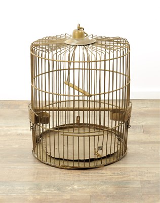 Lot 952 - A 20TH CENTURY BRASS BIRD CAGE
