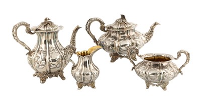 Lot 484 - A FOUR PIECE VICTORIAN SILVER TEA AND COFFEE SERVICE