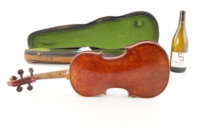 Lot 699 - A VIOLIN WITH A TWO PIECE BACK BEARING LABEL J W OWEN MAKER LEEDS