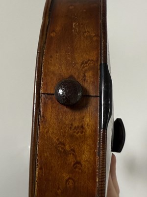 Lot 699 - A VIOLIN WITH A TWO PIECE BACK BEARING LABEL J W OWEN MAKER LEEDS