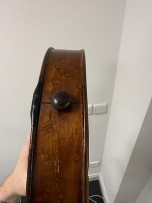Lot 699 - A VIOLIN WITH A TWO PIECE BACK BEARING LABEL J W OWEN MAKER LEEDS