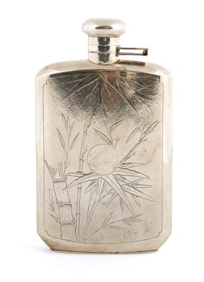 Lot 503 - AN EARLY 20TH CENTURY CHINESE EXPORT SILVER HIP FLASK