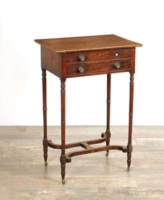 Lot 1310 - A REGENCY BURR YEW WOOD WORK BOX TABLE