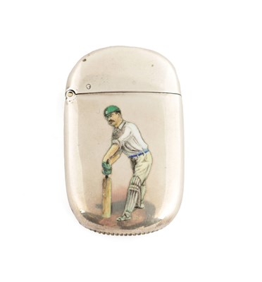 Lot 305 - OF CRICKETING INTEREST. A LATE 19TH CENTURY SMALL SILVER AND ENAMEL VESTA CASE