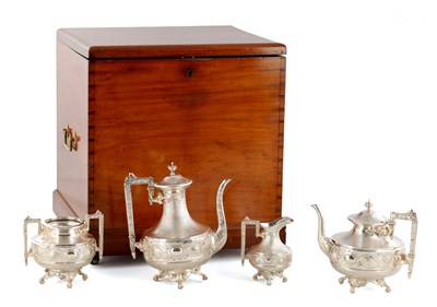 Lot 1330 - A LATE GEORGIAN MAHOGANY SILVER CHEST
